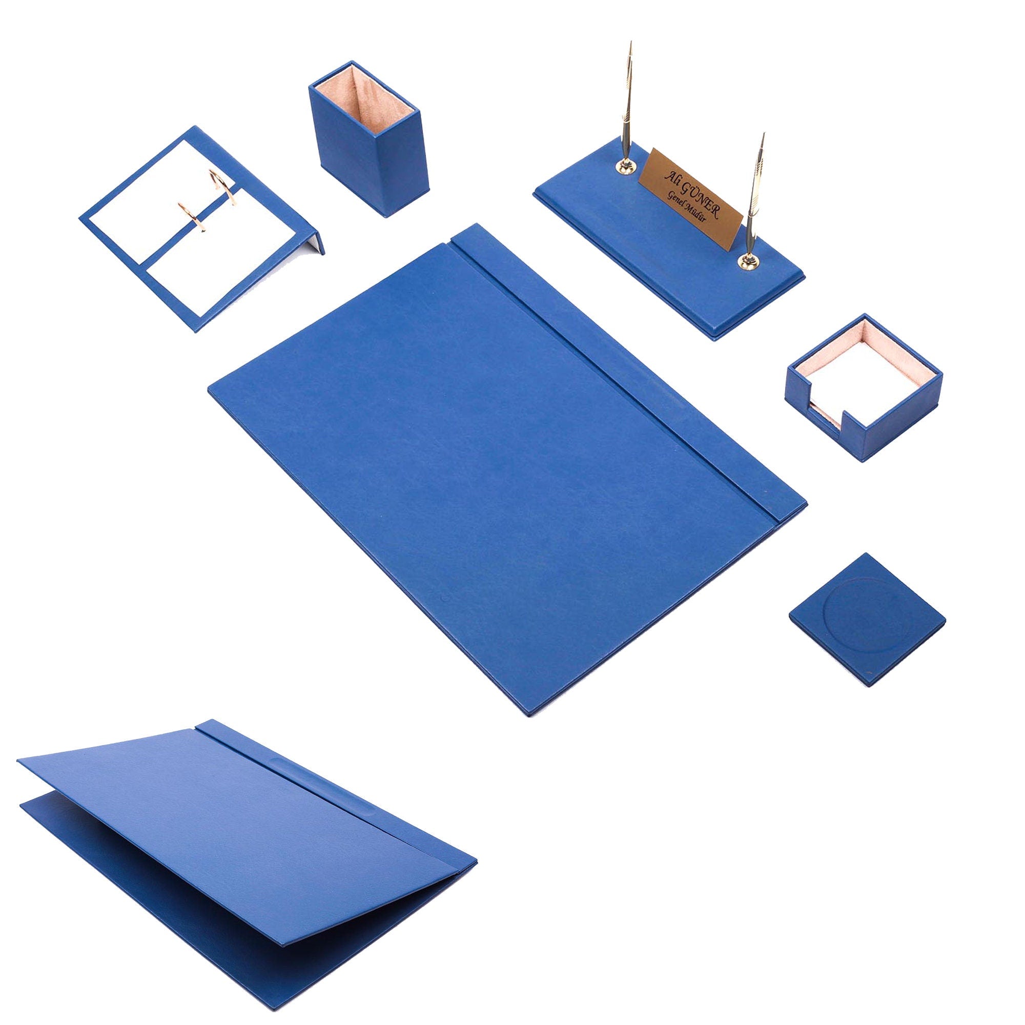 MOOG Leather Desk Set-8 Accessories - White - 8 PCS
